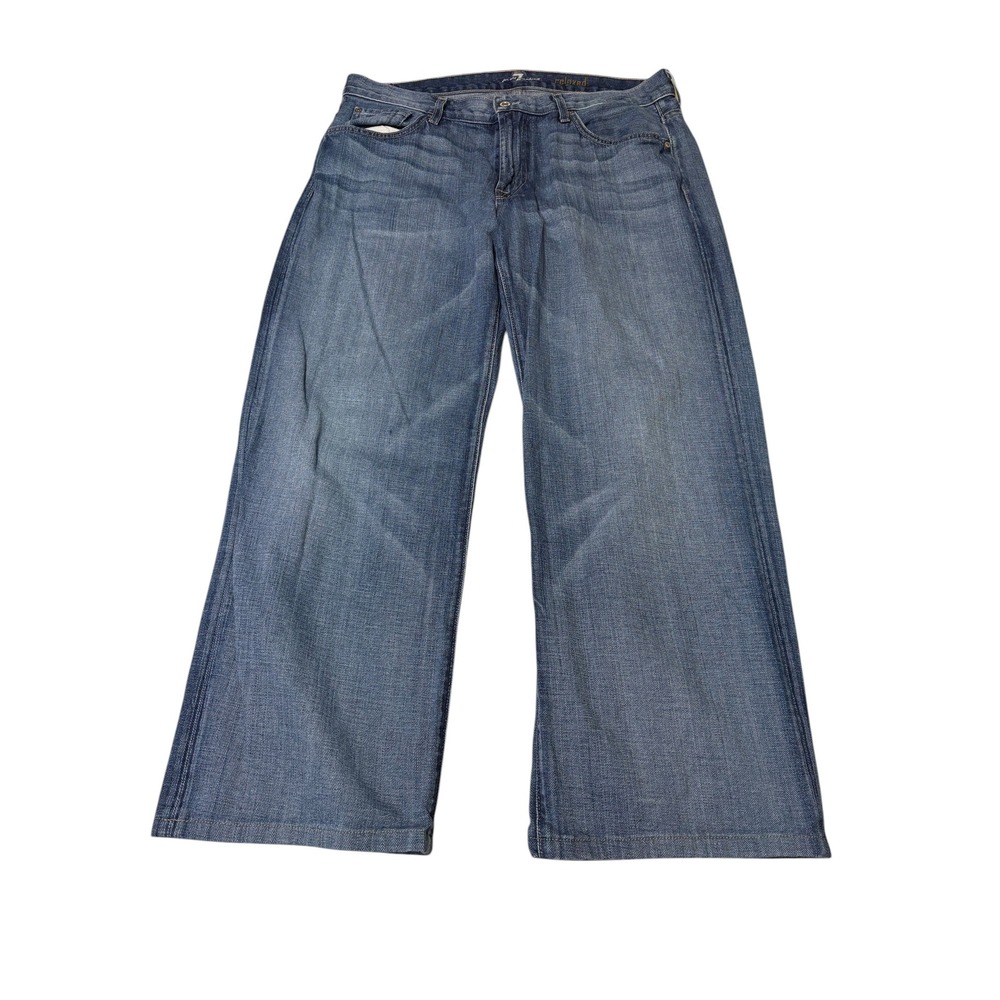 7 For All Mankind Relaxed Jeans Mens‎ 36X28 Medium Wash Wide Leg Denim Made USA